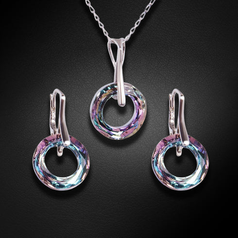 Sudraba komplekts "Cosmic Ring (Vitrail Light)" ar Swarovski™ kristāliem